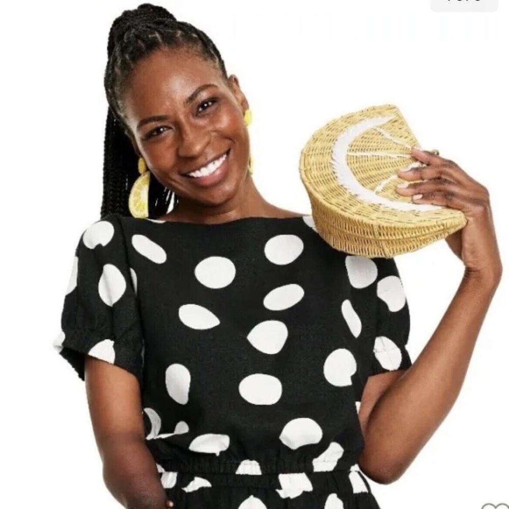 Tabith Brown Women’s Size Medium Polka-Dot Button Back Top